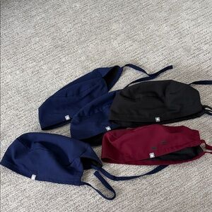 FIGS scrub caps BUNDLE of 5 (Blue x 3, Black x 1, Red x 1)